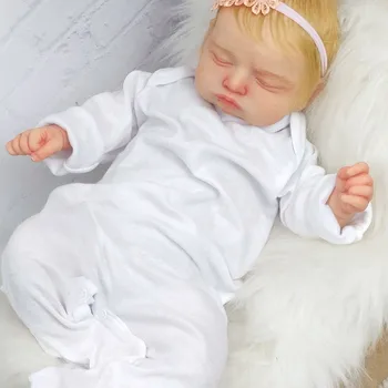 3D skin reborn Bebe Rosalie with hand-rooted blonde hair parts limbs and cloth body DIY reborn doll kit gift for children