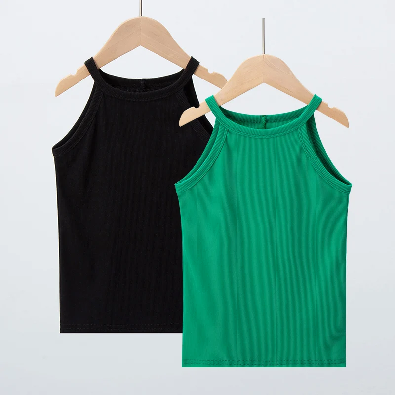 1/6 Piece Children\'s Four Seasons Camisole Girl Solid Color Fashion Sleeveless T-shirt Multi-color Matching Combination Top.