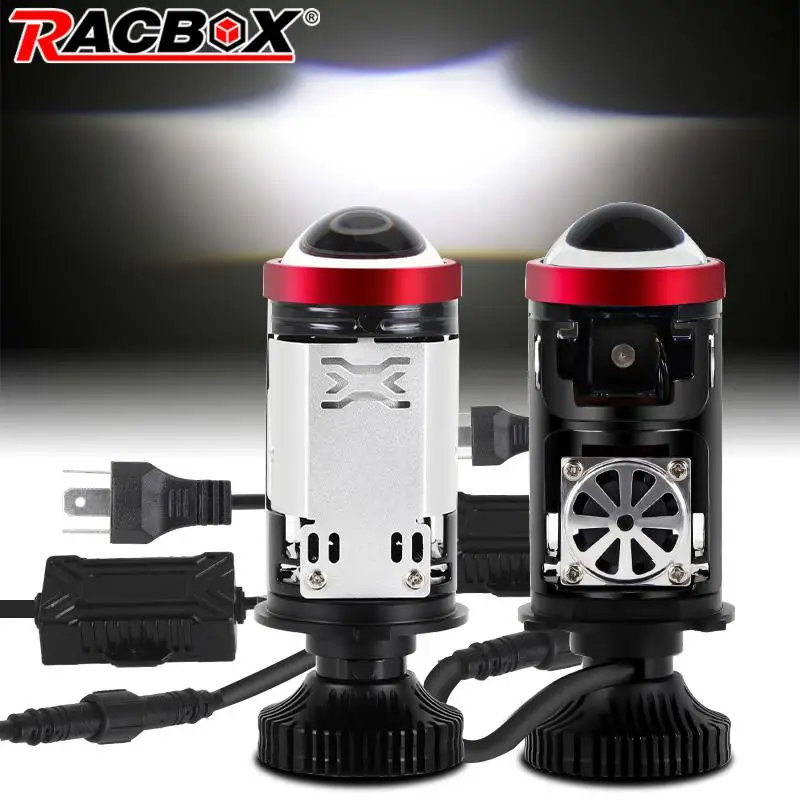 100W Mini H4 LED Lens Headlight Bulbs 50000LM Bi-led Projector High Low Beam LED Lenses Plug & Play Turbo Auto Light White 6000K