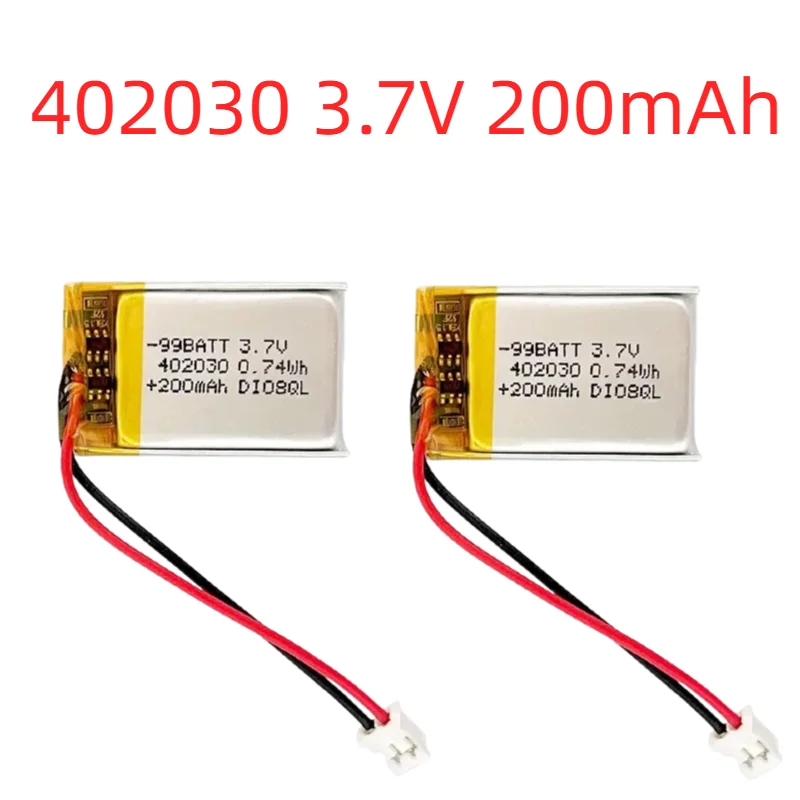 

3.7V 200mAh 402030 Lithium Polymer Battery Li-Po Rechargeable Cell for Smart Bracelet Bluetooth Headset Dash Cam 042030 502030