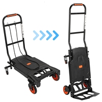 Hand Trailer  Cart  Truck Portable Flat-Bed Trailer Multifunction Foldable Hand Truck with 2 Straps for Home Use
