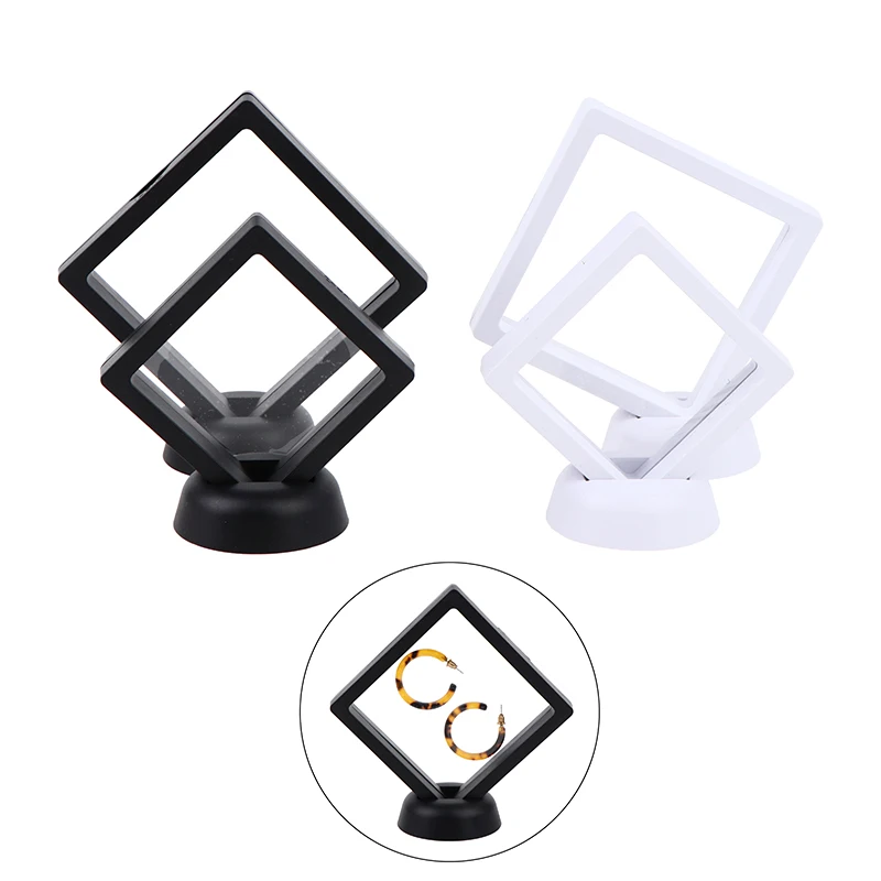 3D Floating Picture Frame Shadow Box Jewelry Display Stand Ring Pendant Holder Protect Jewellery Stone Presentation Case