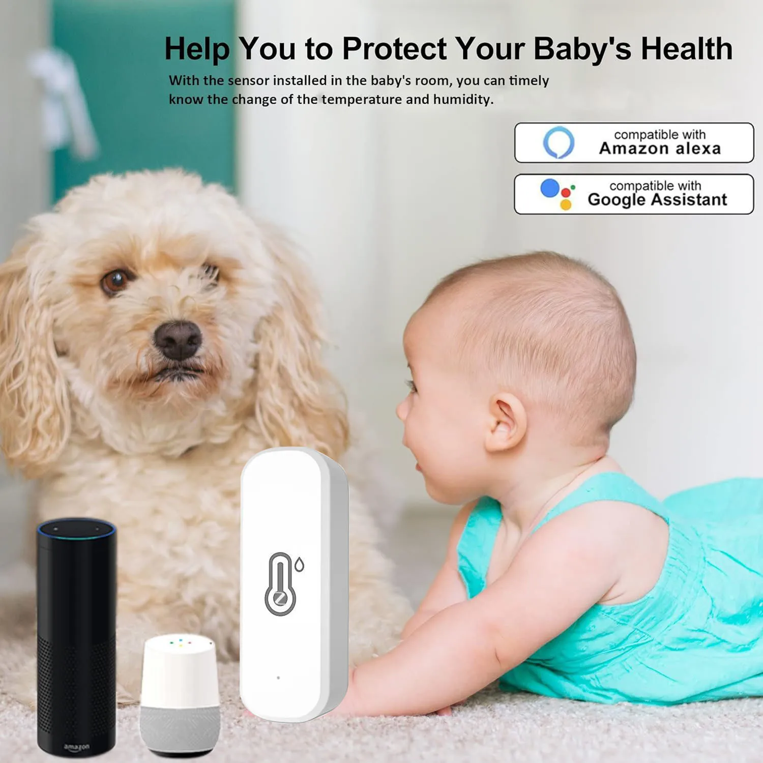 Tuya Zigbee3.0 Temperature and Humidity Sensor Thermometer Hygrometer APP Remote Alarm Works with Smart Life Alexa Google Alice