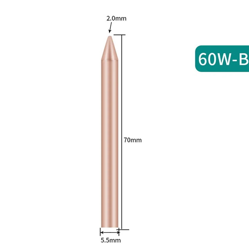 B C D K 60W Soldering Iron Tips Copper Solder Replacement Head Welding Repair Household Hand Power Tool Accessories