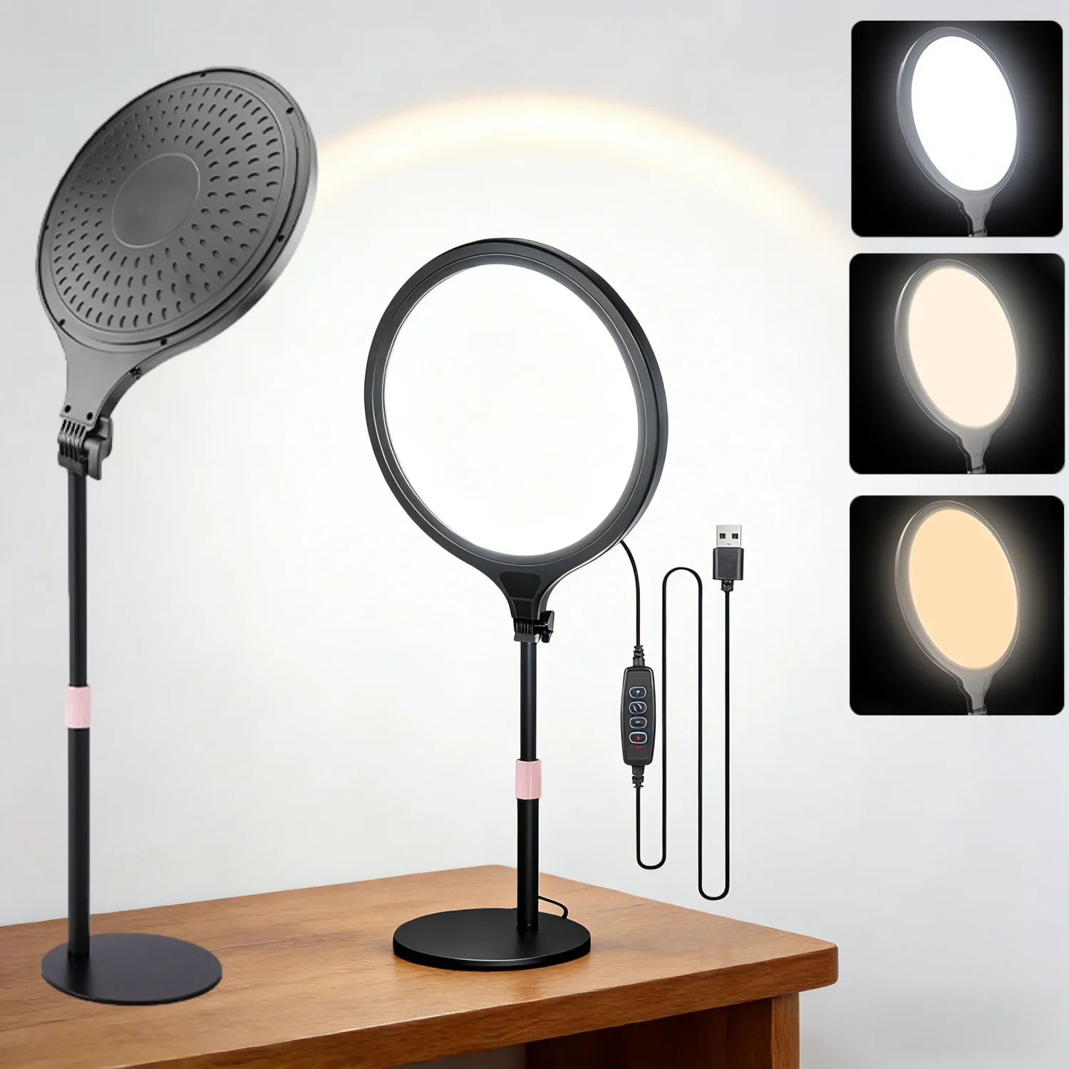 

10-дюймовый полноэкранный светодиодный светильник с настольной подставкой, алюминиевый сплав, прочный и долговечный, заполняющий свет для потоковой фотографии в реальном времени