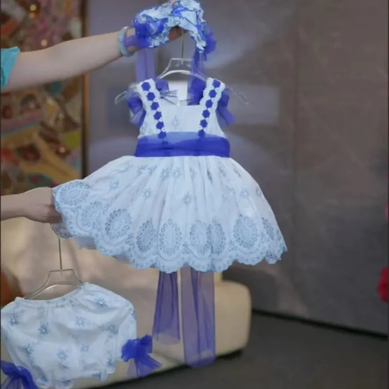 Ins Handmade Girls Lolita Spanish Court Princess Dress Flower Girls Birthday Party Dress Children's Boutique Sweet Quality Dress
