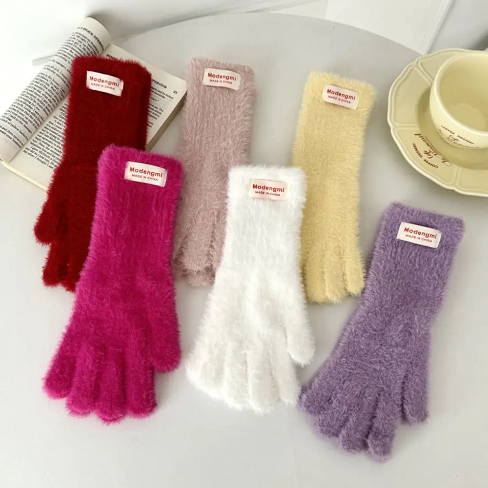 

Durable Soft Cashmere Winter Knitted Gloves Touchscreen Korean Style Full Finger Mittens Warm Gloves Winter