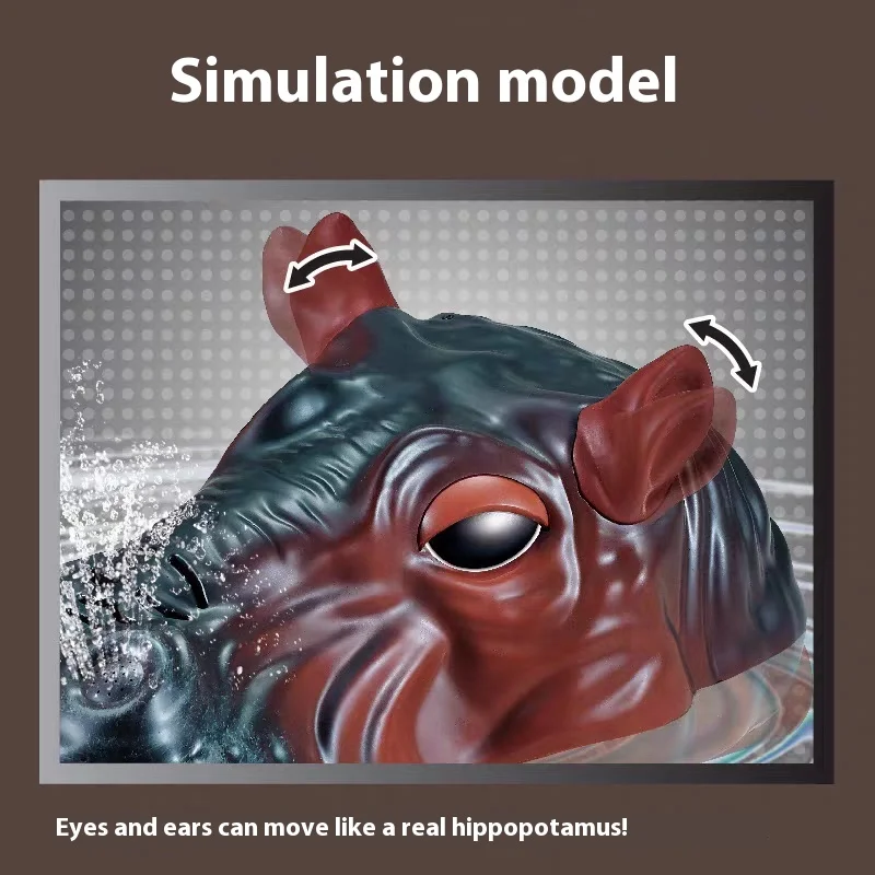 Juguete de simulación de hipopótamo con Control remoto para niños, modelo Animal de carga, rociador de agua parpadeante, regalo para niños