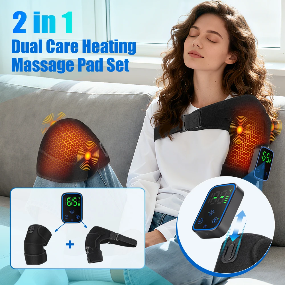 

Приложение съемный контроллер массажер для плеч, беспроводной нагревательный вибрационный массажный пояс, наколенник, плечевой бандаж, расслабление мышечных суставов