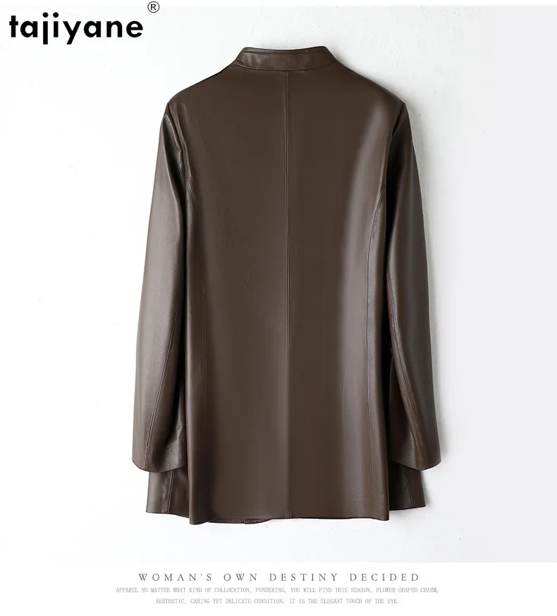 Tajiyane Veste en cuir véritable pour femme, manteau en peau de mouton véritable, vestes en cuir de style chinois, automne, hiver, 2023