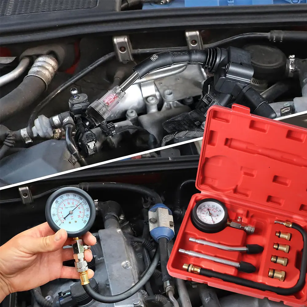 Professionelles Druckmessgerät Benzinmotor-Kompressionsmesser Automobil-Zylindertester-Set mit M10 M12 M14 M18 Adapter – Detail 10