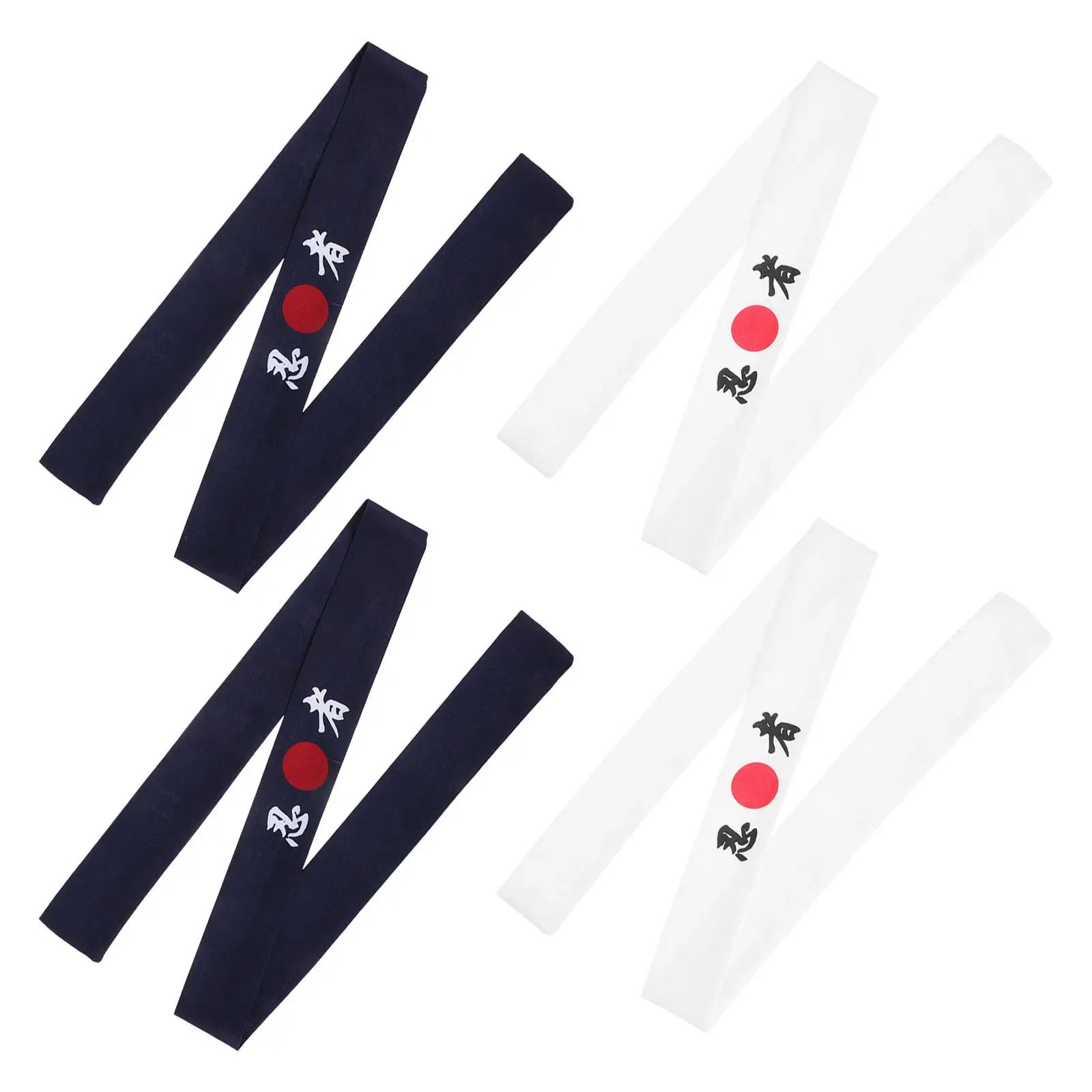 

4Pcs Chef Headband Japanese Style Traditional Print Sushi Breathable Fabric for Cooking Party Costume Supplies
