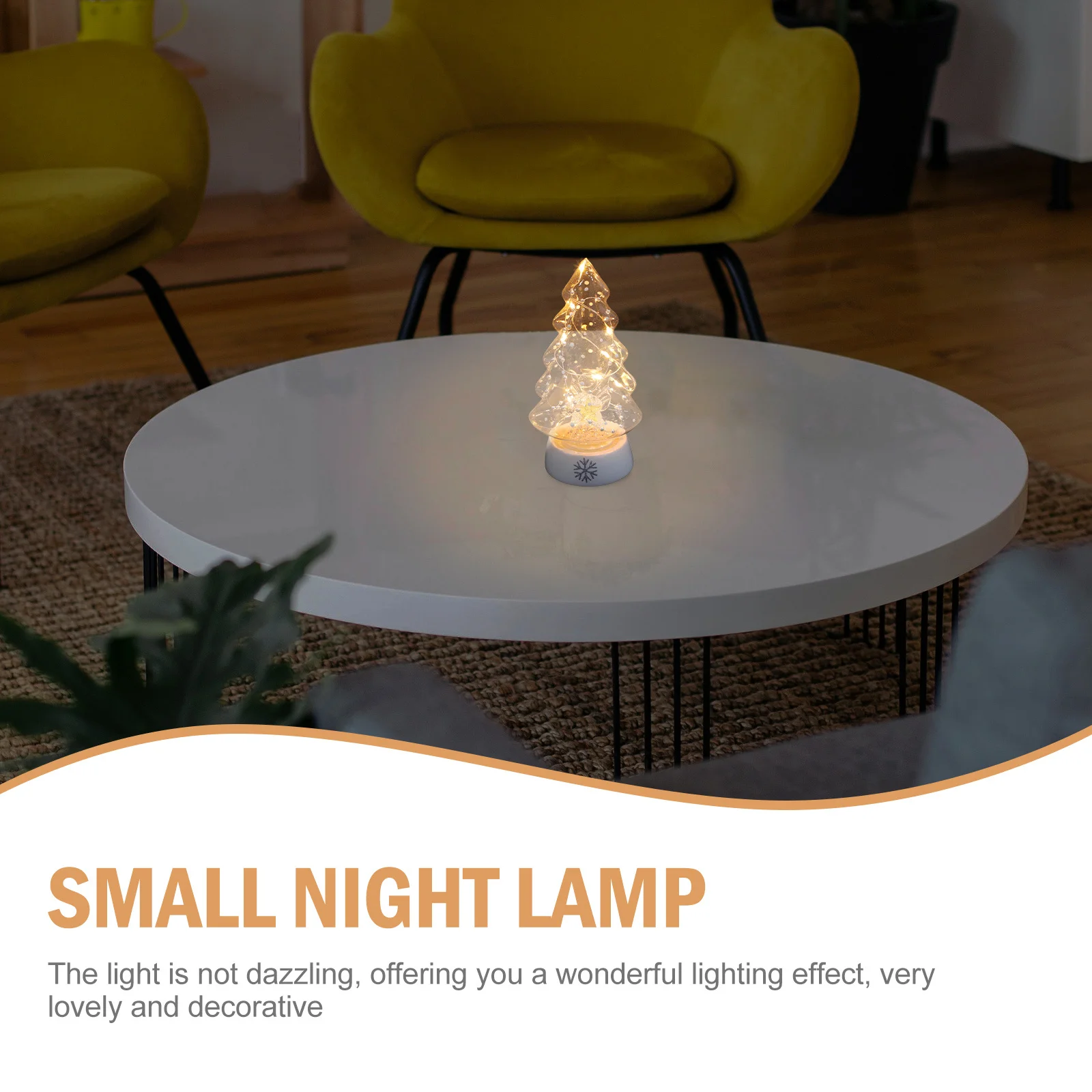 

Night Light Small Lamp Table with Glass Christmas Ornament Desktop Decorative Cute