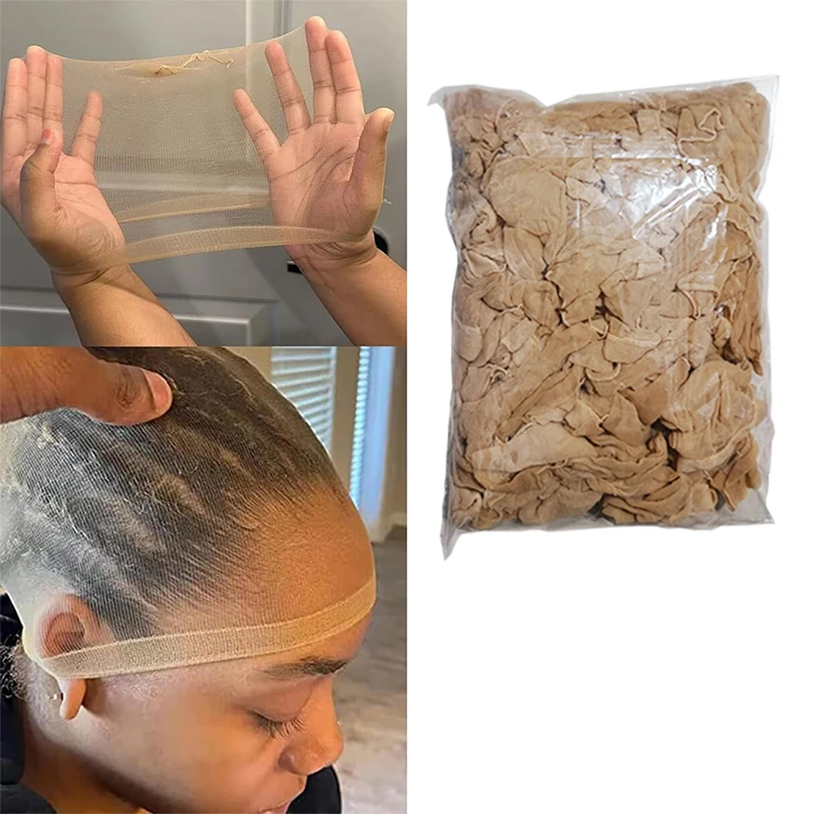 

Оптовые HD-шапочки для париков: высококачественные прозрачные HD-сетки для волос, эластичные нейлоновые шапочки для париков с кружевной передней частью для женщин и мужчин, светло-коричневые