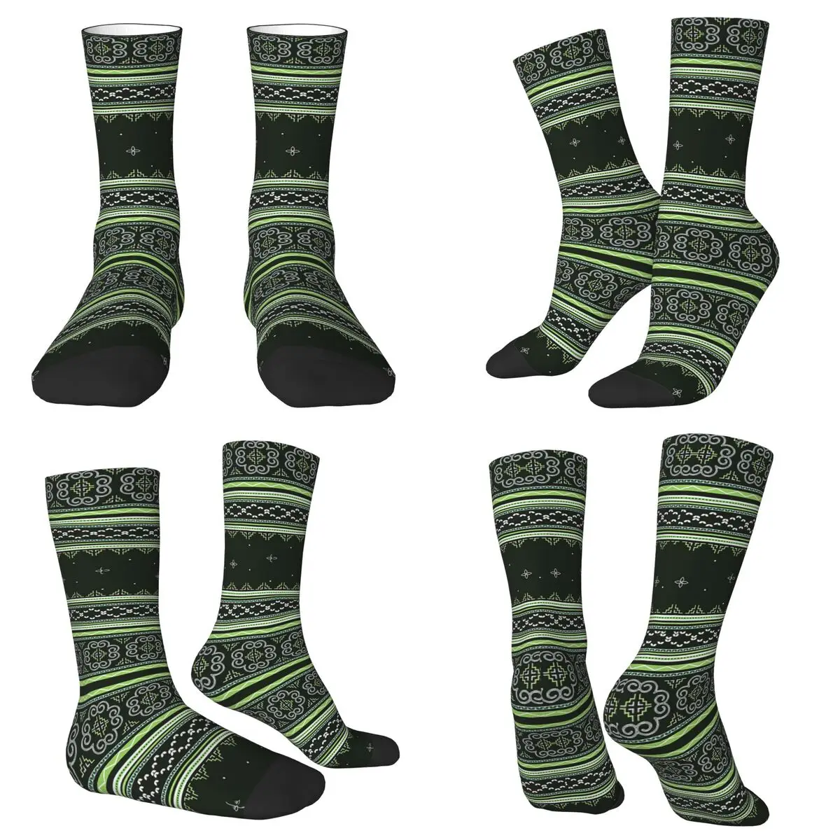 

Зеленые зимние носки Hmong Wonderland, супер мягкие чулки в стиле Харадзюку, всесезонные длинные носки, аксессуары для мужчин и женщин, рождественские