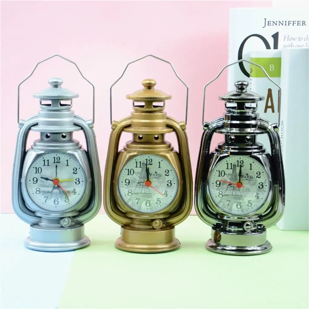 

Portable Unique Gift Home Decor Arabic Numeral Kerosene Lamp Model Gift Bedside Clock Alarm Clock Desk Clock Desktop Ornament