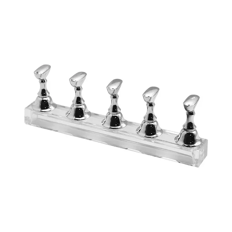 Magnetic Nail Holder False Nail Tip Practice Stand Crystal Base Holder Nail Art Display for Art Salon DIY & Practice 5pcs/Set