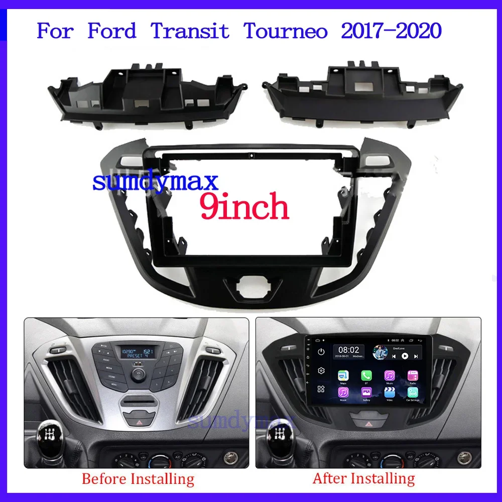 2 Din Car Radio Fascia Frame Panel for Ford Transit Tourneo 2017-2020 Auto Headunit Stereo Cover Dash Installation Kit Audio