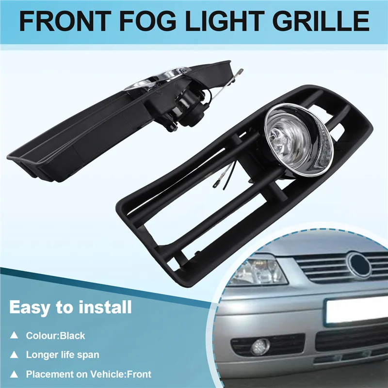 

Car Front Lower Bumper Fog Lights Assembly For VW Bora Jetta MK4 1998-2004 Fog Lamp Cover Grille With Switch Harness