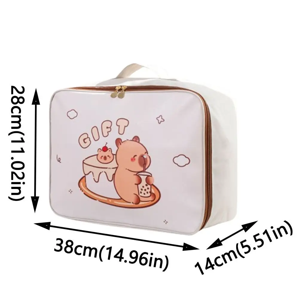 Borsa creativa del capibara del fumetto Borsone da viaggio con cerniera Kawaii Organizzatore portatile di articoli da toeletta di grande capacità