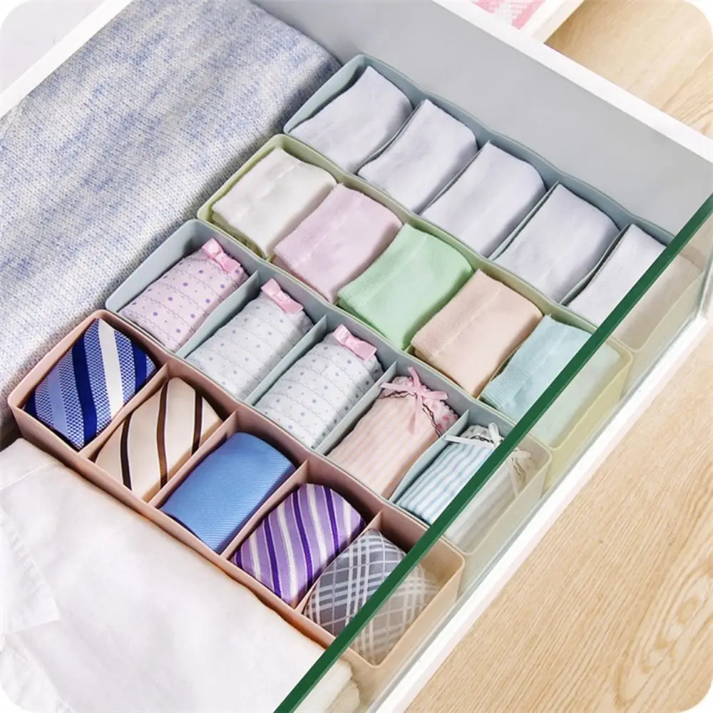 Five Grid Sundries Storage Box Multifunctional Stackable Storage Container Drawer Divider Box PP Household Underwear Socks