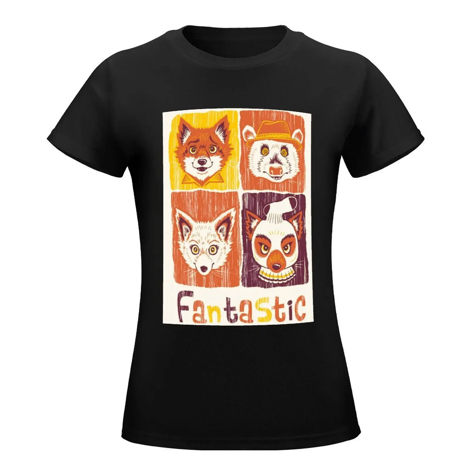 Mr Fox Goodies camiseta preta para mulheres, roupas fantásticas do anime, tops bonitos