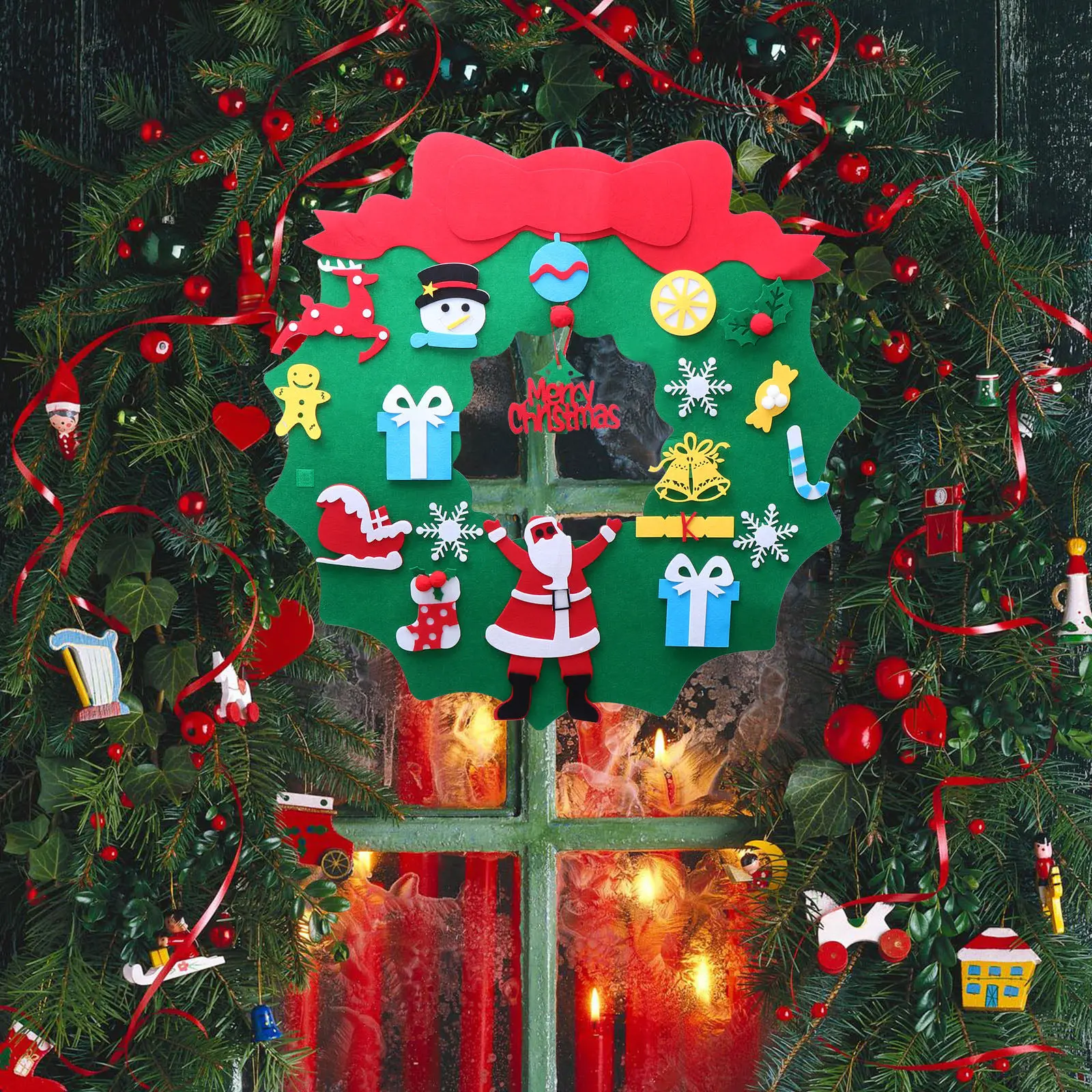 1Pcs Handmade Felt Tree Christmas Pendant DIY Decoration for Kids Creativity Development Wall Door Fireplace Shop Window Party