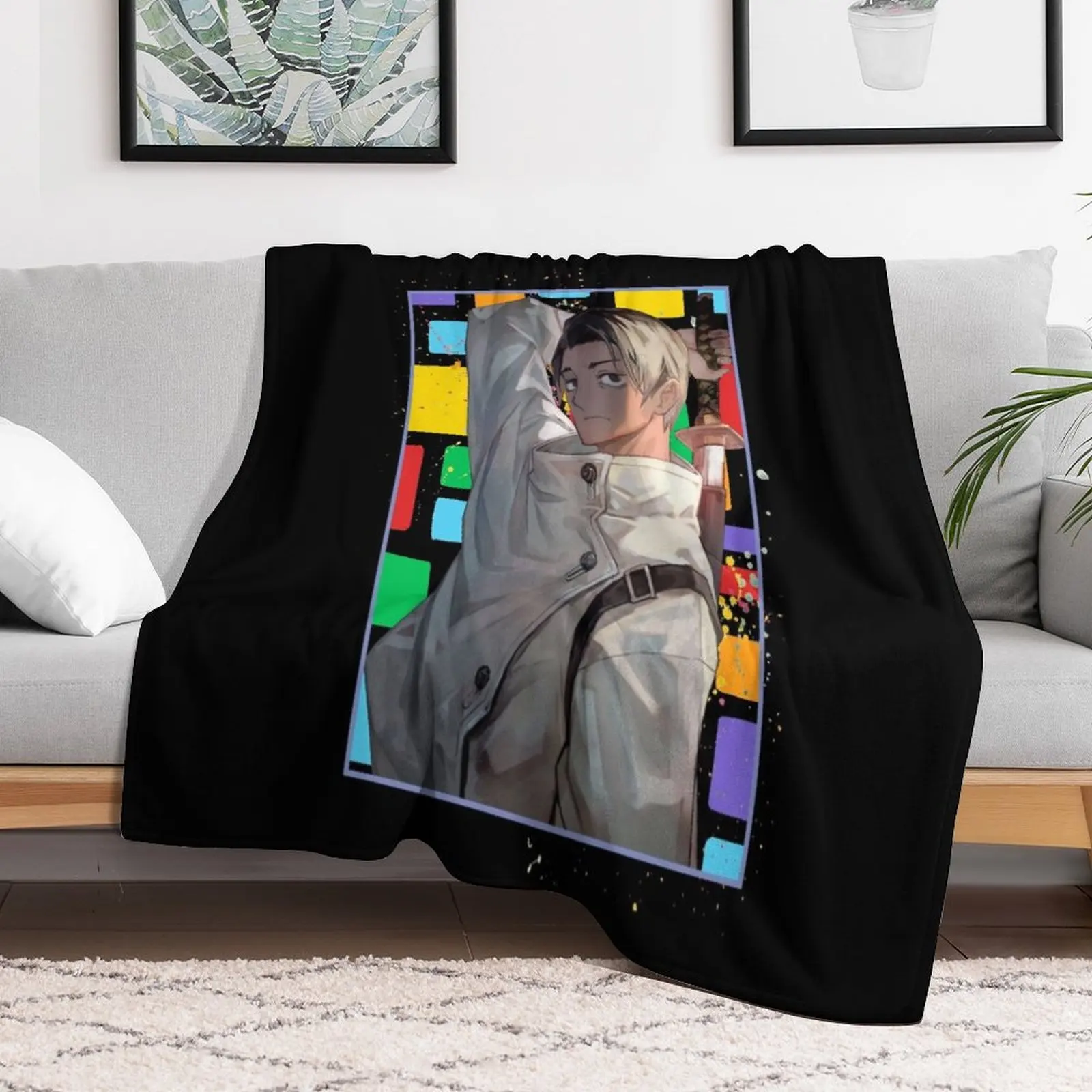 Yuta Okkotsu Block Anime design Throw Blanket Kid'S Tourist Hairy Decorative Sofas Blankets