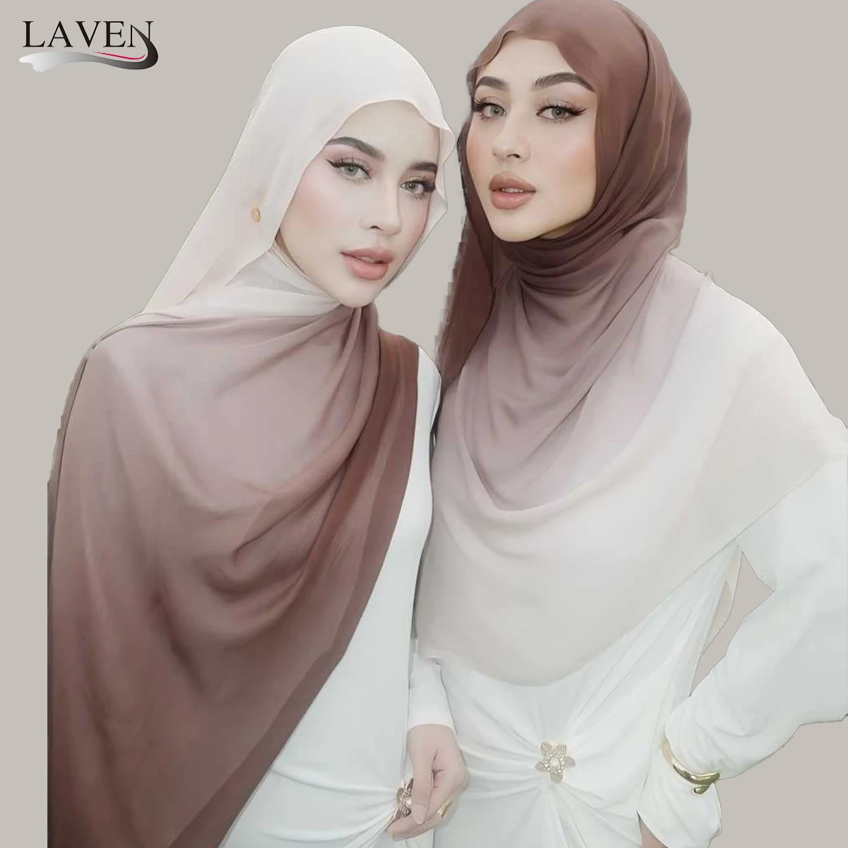 

Модный хлопковый хиджаб с эффектом омбре для женщин, мусульманский хиджаб, шаль большого размера, платок, шали, женская повязка на голову, исламский тюрбан