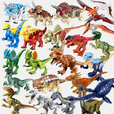 쥬라기 공룡 DIY 빌딩 블록 벨로시 랩터 벨로시 랩터 렉스 티라노사우루스 익룡 Dilophosaurus 액세서리 벽돌 장난감