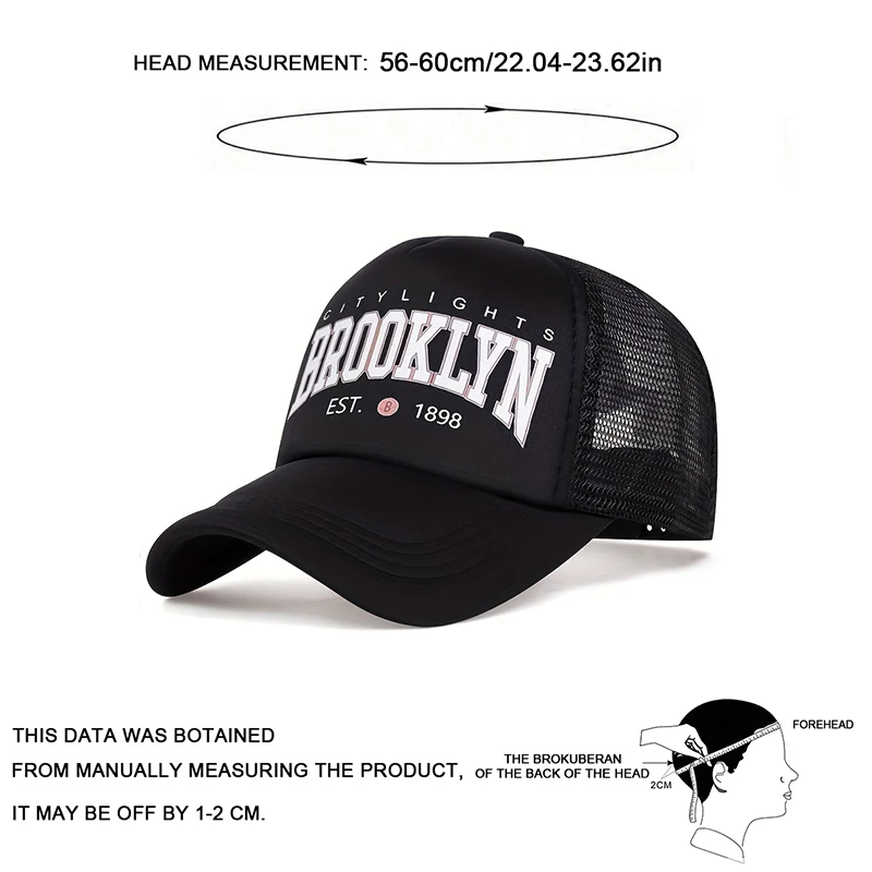 Unisex BROOKLYN Printing Baseball Net Caps Spring and Summer Outdoor Adjustable Casual Hats Sunscreen Hat