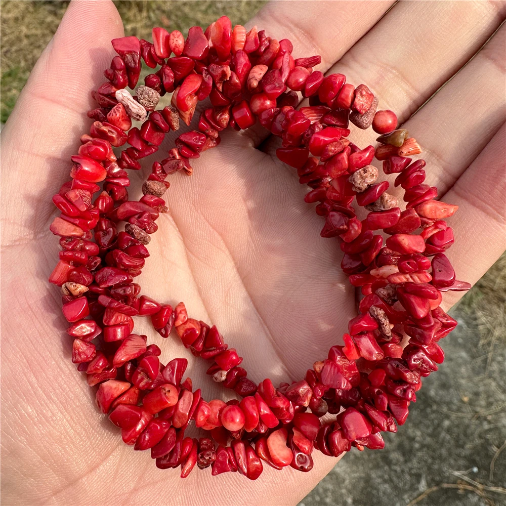 Irregular Shape Natural Red Coral Chips Beads Gravel Stone Rocks Diy Women Bracelet Necklace Earring Supplies Accessories 3-5MM