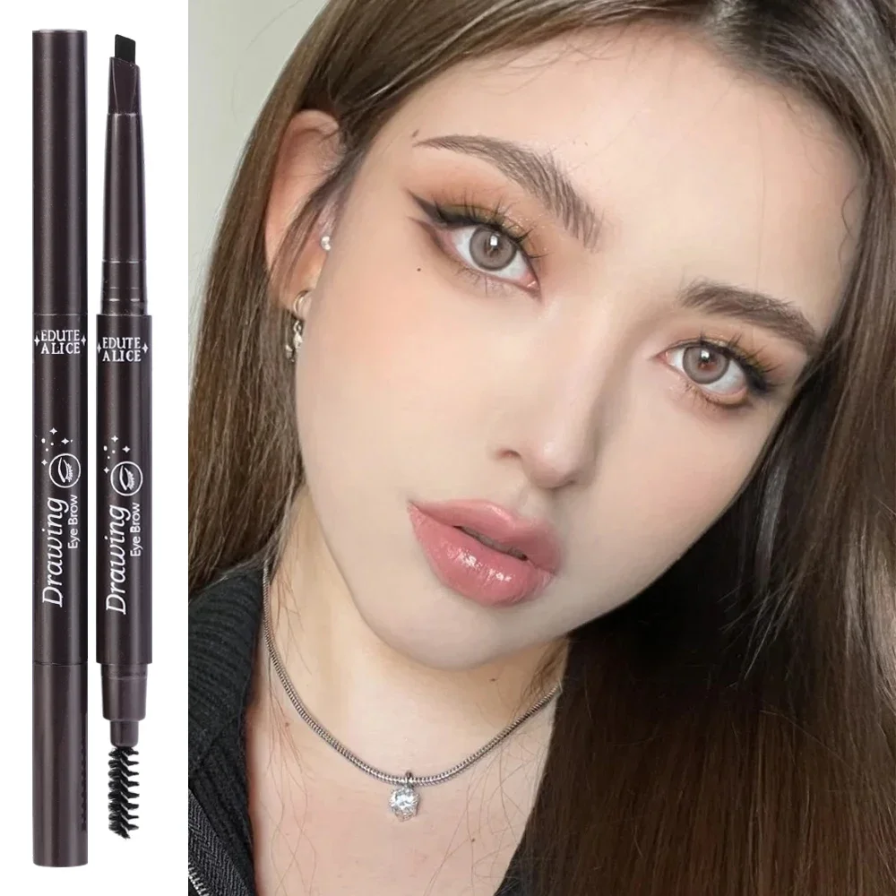 Double Head Eyebrow Pencil Natural Smooth Triangle Eyebrow Tint Pen Waterproof Long Lasting Eyes Black Brown Eyebrow Cosmetics