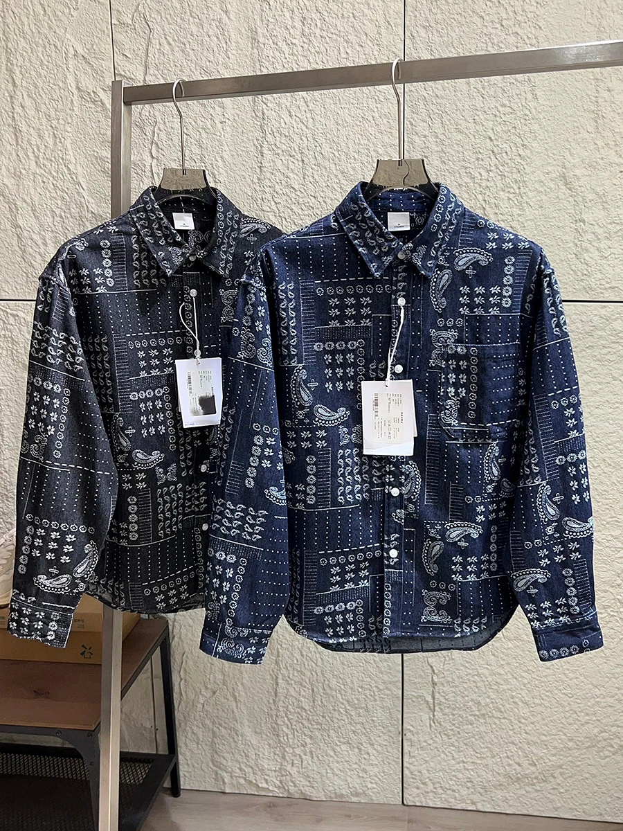 

Retro Long Sleeve Men's Shirt Breathable Comfortable Loose Fit Printed Casual Style Spring Fashion Trendy Walnut Flower Pattern