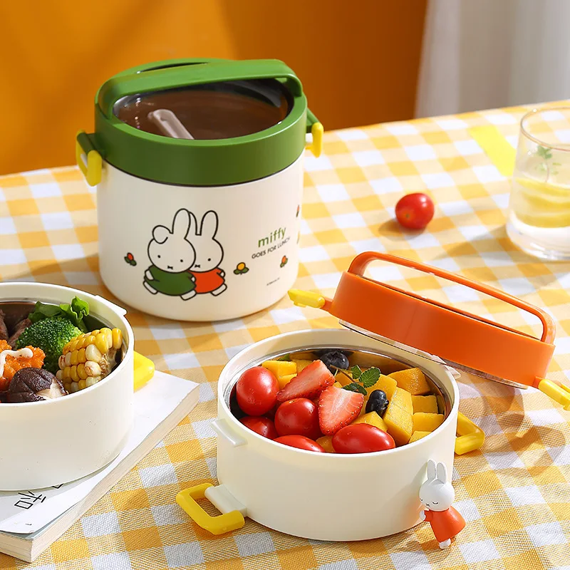 Scatola isolata Miffy Kawaii Miffy Rabbit Cartoon Bento Box in acciaio inossidabile 304 Cartoon Bambini Studente Operatore d'ufficio specifico