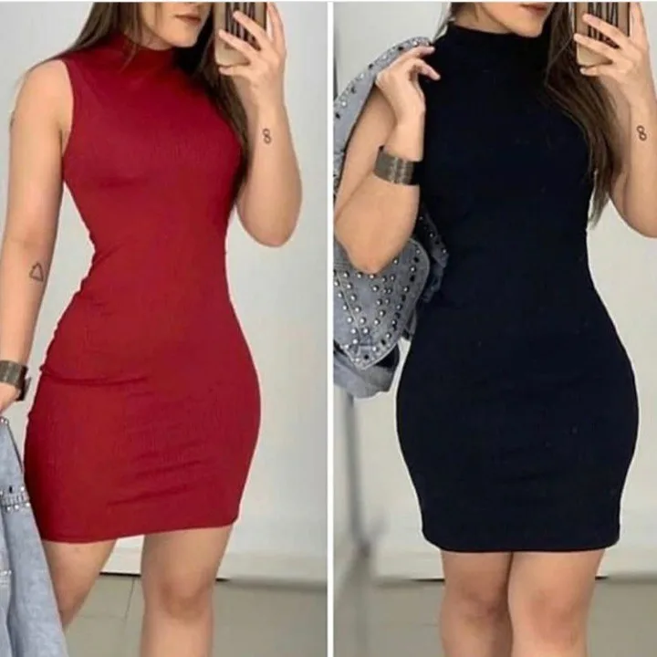 High Collars with Elastane Fashion Influencer Tube Dress