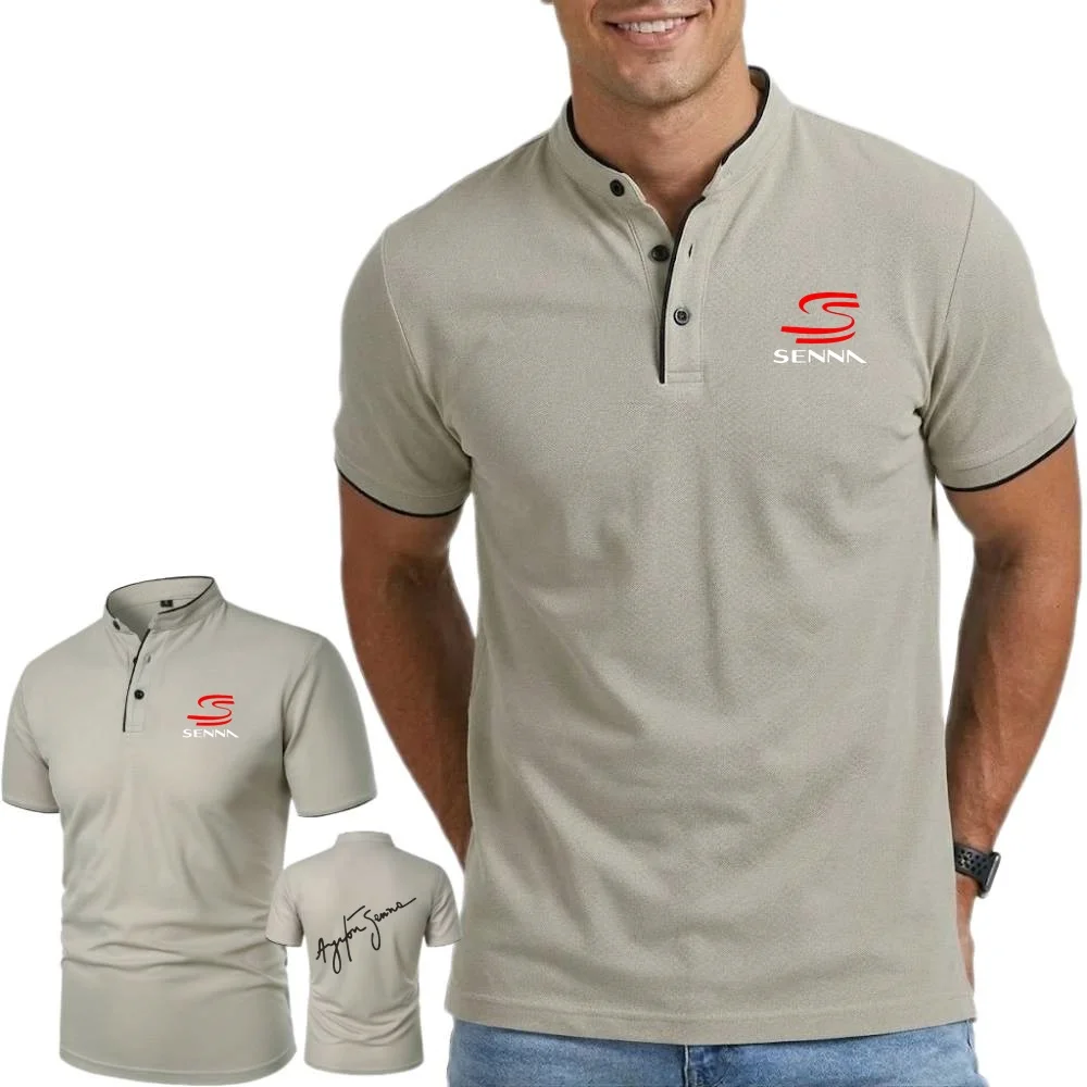 Casual Motorcycles Ayrton Senna T-Shirt Run Short Sleeved Polos GYM Sports Mens Cool Soft Tee Retro Henley Shirts