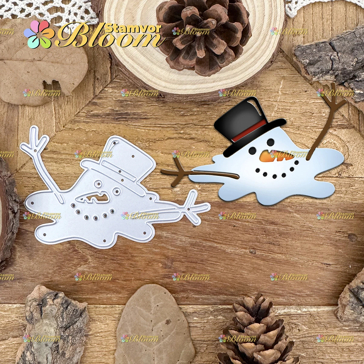Matrices de découpe en métal pour scrapbooking, motif bonhomme de neige fondu, pour Noël et l'hiver, pour gaufrage décoratif