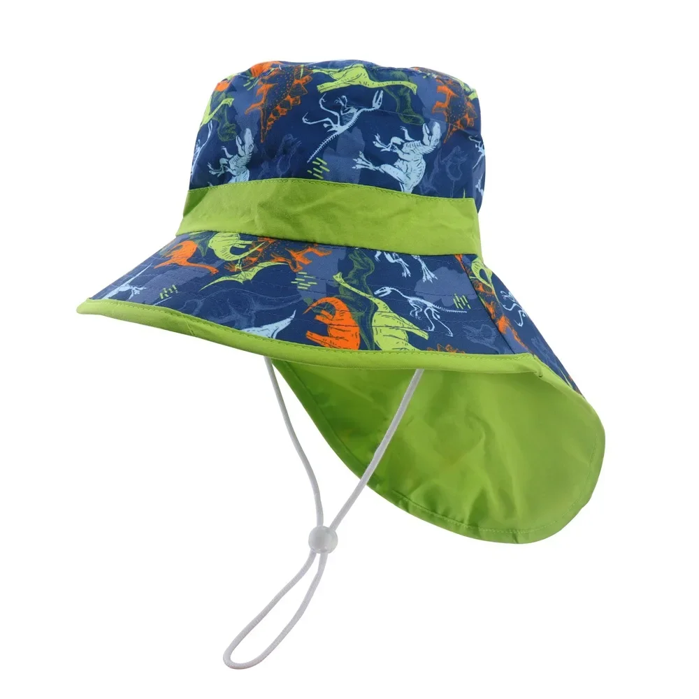 New Summer Baby Bucket Hat for Boys Girls Panama Cartoon Children\'s Beach Shawl Hat Kids Wide Brim UV Protection Outdoor Sun Cap