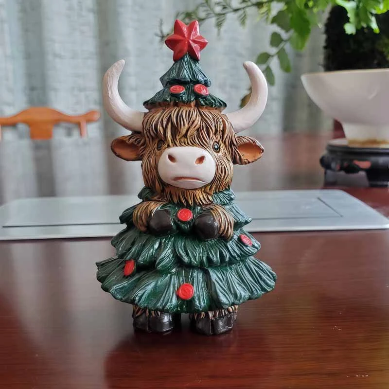 Halloween Resin Ornaments, Cute and Adorable Highland Cow Home Decoration Ornaments, Christmas Gifts, Halloween Atmosphere Decoration Ornaments
