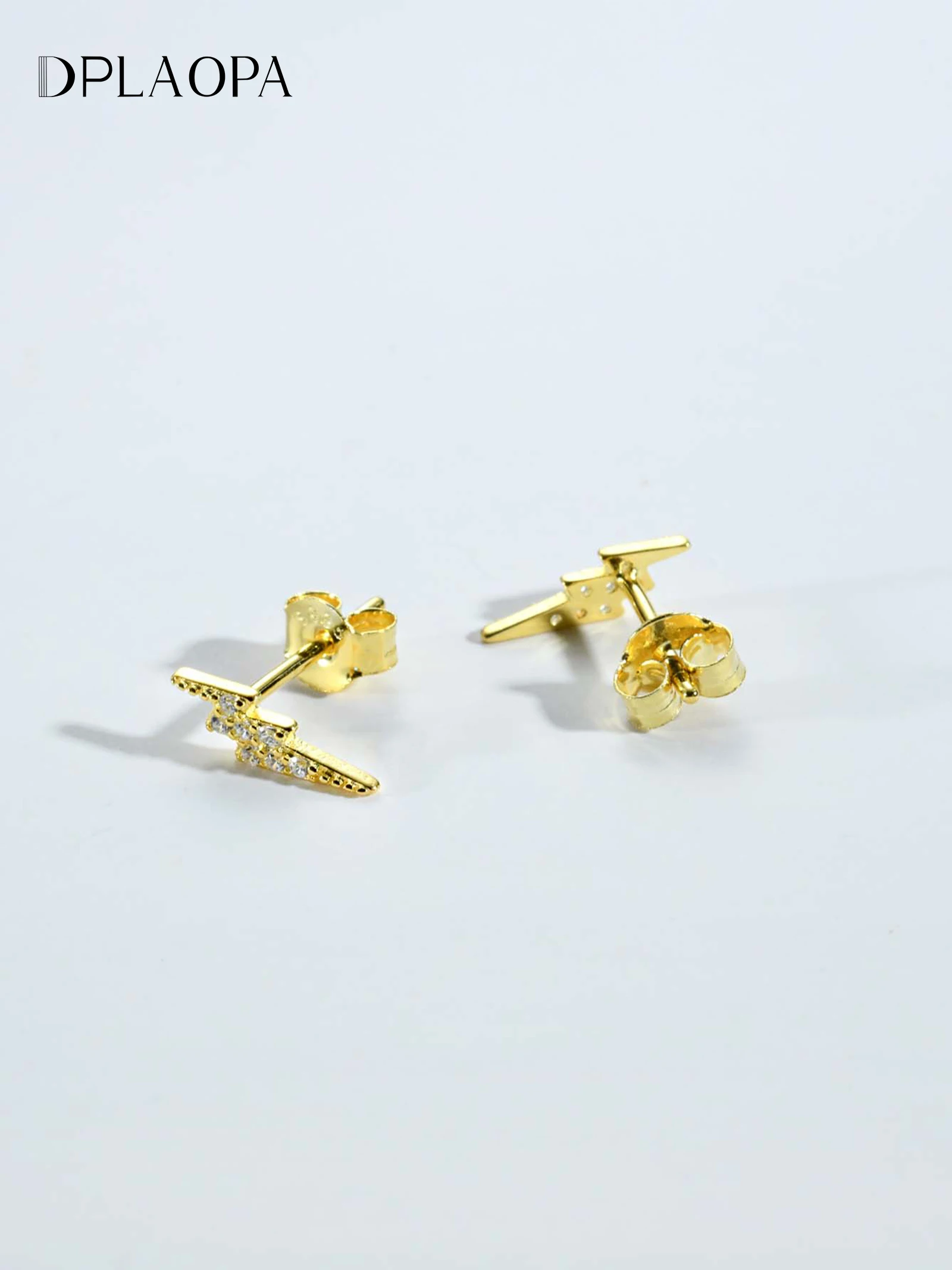 

DPLAOPA 100% 925 Sterling Silver DOUBLE LIGHTNING BOLT STUD EARRING CZ Women Luxury Fine Jewelry 2023 Rock Punk Jewels Clips