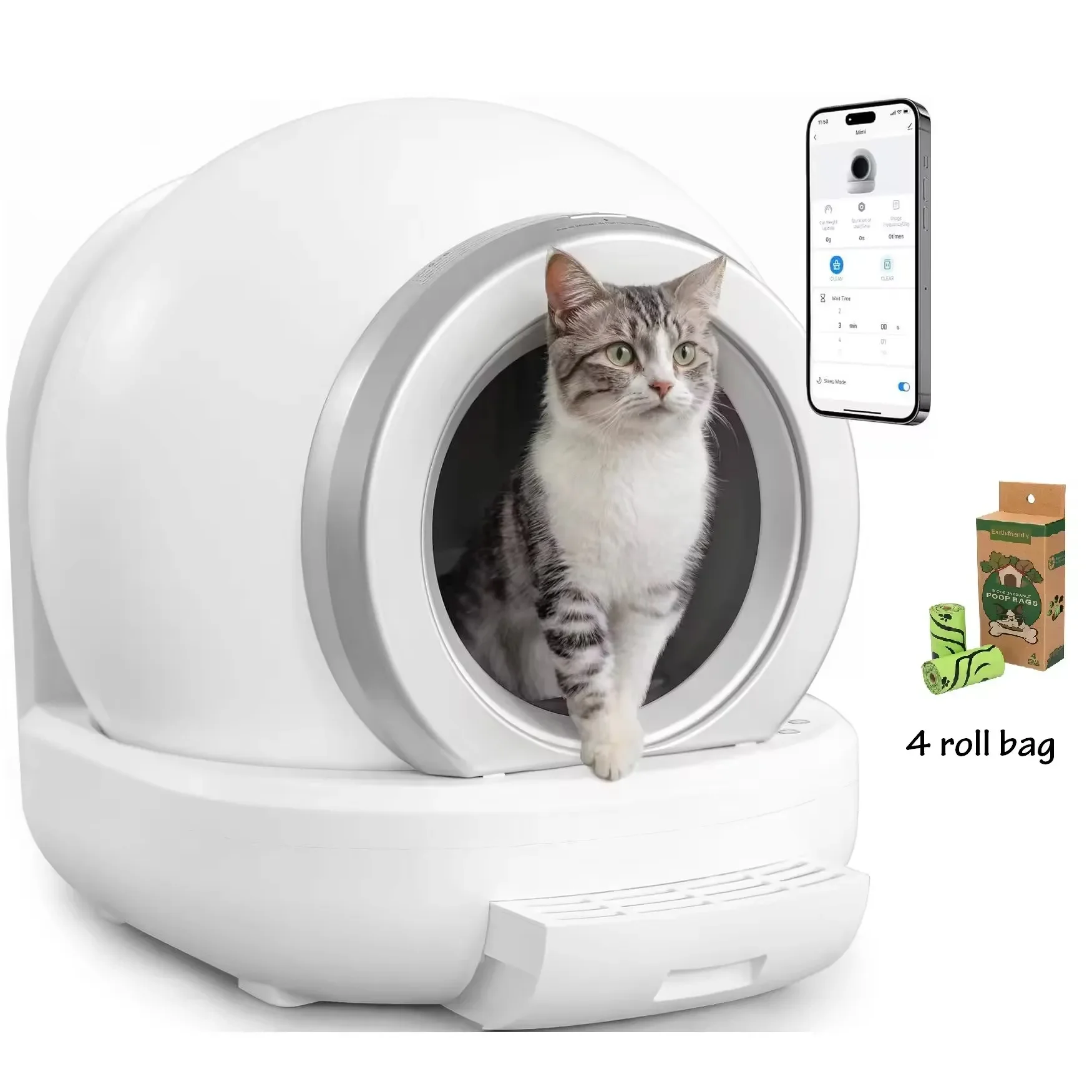 Self Cleaning Semi Automatic Smart Litter Box Foldable Splash Proof Fully Enclosed Trays Auto Large Cat With Odor Deodorizer