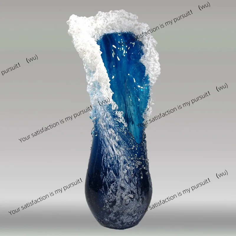 

Wave vase resin crafts Wave vase decoration Ocean blue home decoration