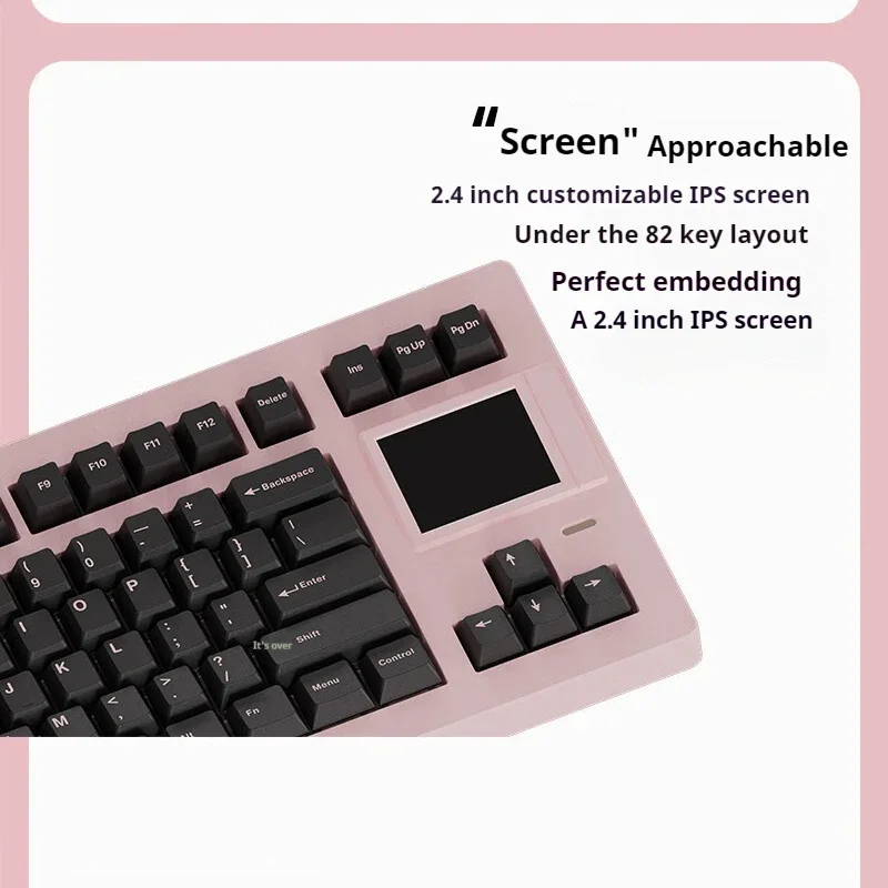 SP-STAR D82 PRO + لوحة مفاتيح ثلاثية الوضع مع شاشة حشية مبادلة ساخنة تدعم GIF DIY RGB لوحة مفاتيح ميكانيكية وردية مخصصة للفتيات