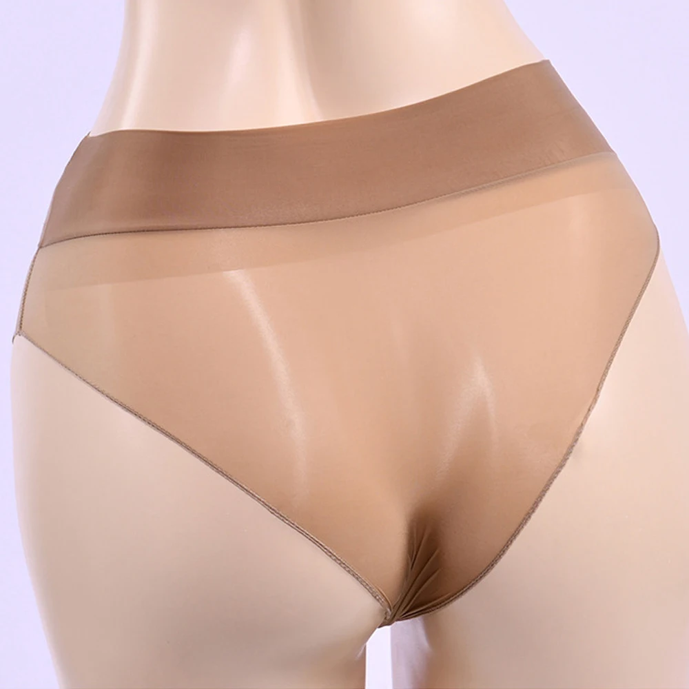 Men Oily Shiny Sheer See-Through Briefs High Waist Glossy Pouch Underwear Stockings Panties Lingerie Crossdressing Underpants