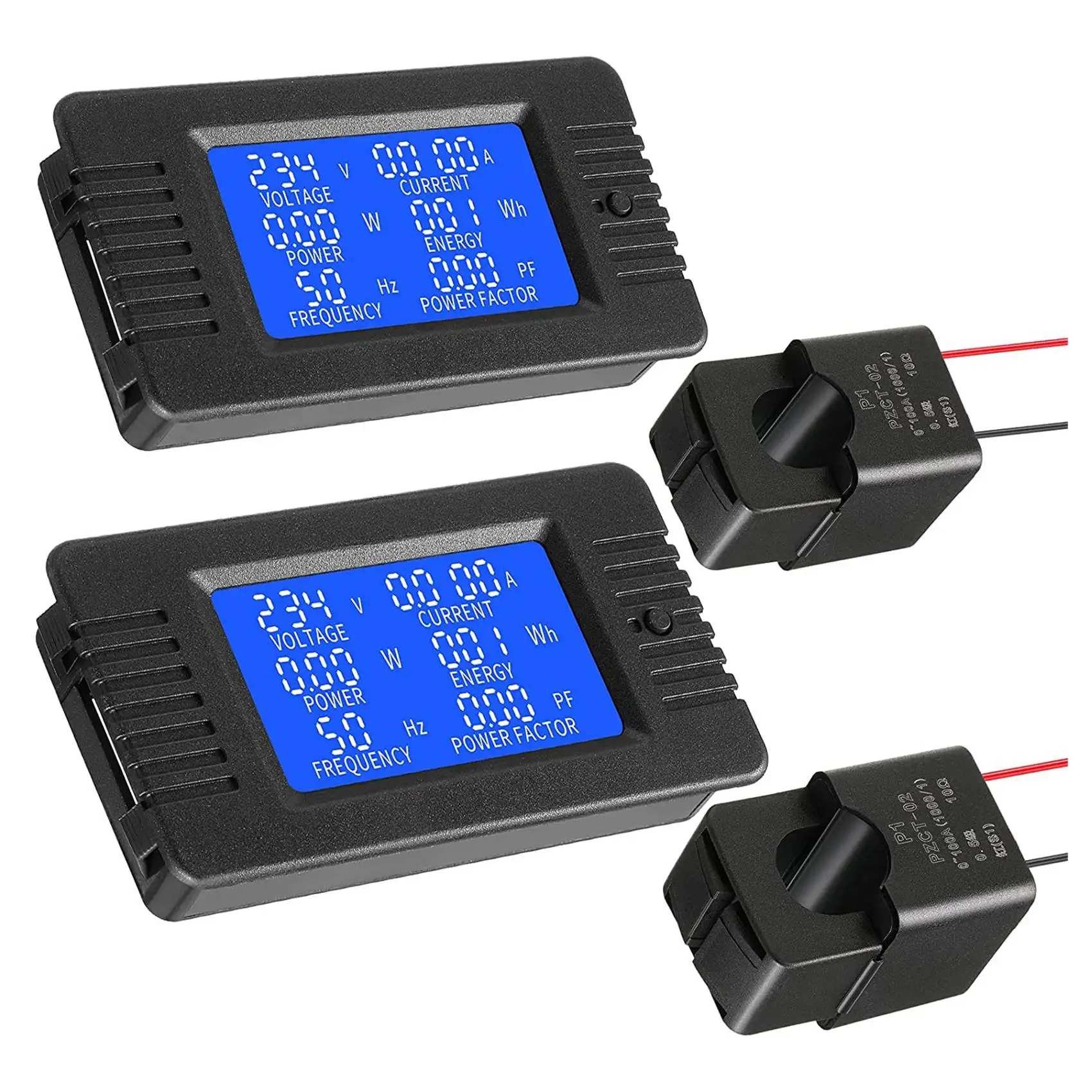 

2 Pieces AC 80-260V 100A CRS-022B LCD Display Digital Current Voltage and Current Monitor Meter Power Ammeter Voltmeter