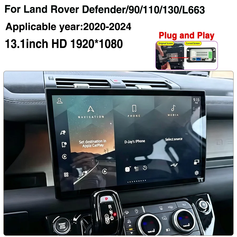 13.1 Inch for 2020-2024 Land Rover Defender 90/110/130 L663 Screen with High-Definition Resolution Retains Original Functions