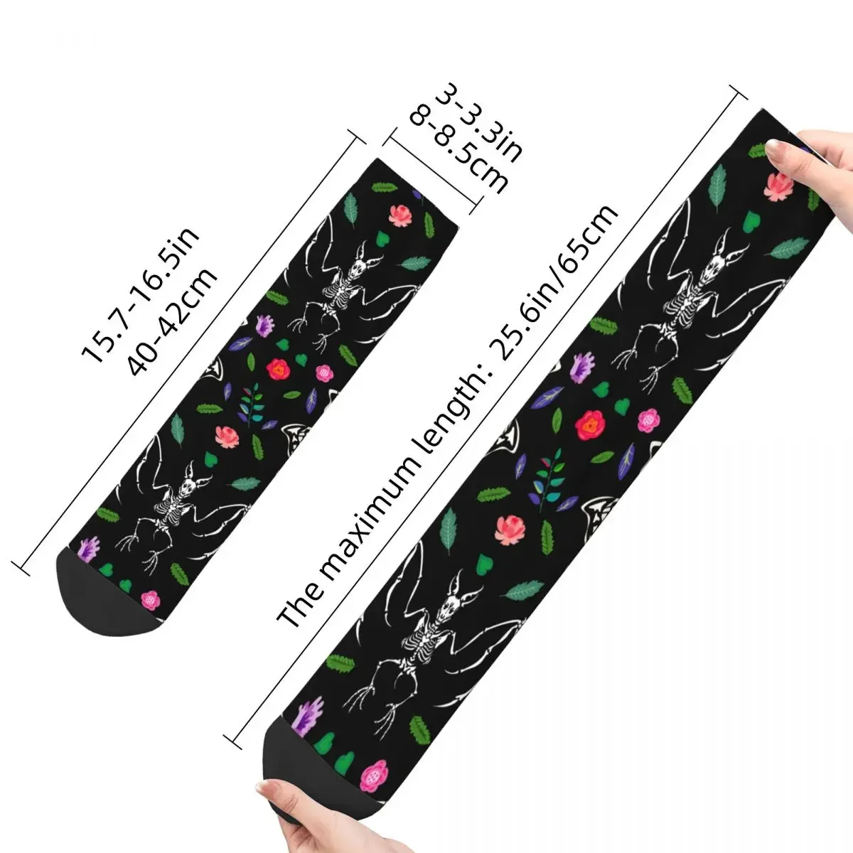 Calcetines de cabeza muerta para hombre y mujer, medias divertidas con diseño de mariposas, esqueletos, murciélagos y flores, de tubo medio, para verano, Otoño e Invierno