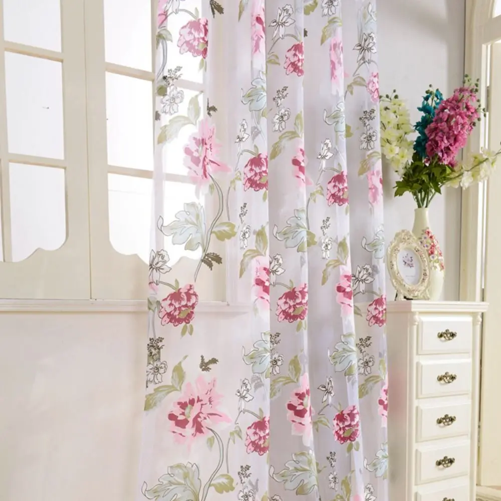 

Floral Elegant Bedroom Living Room Flower Tulle Window Drapes Sheer Curtains Home Decoration Curtain