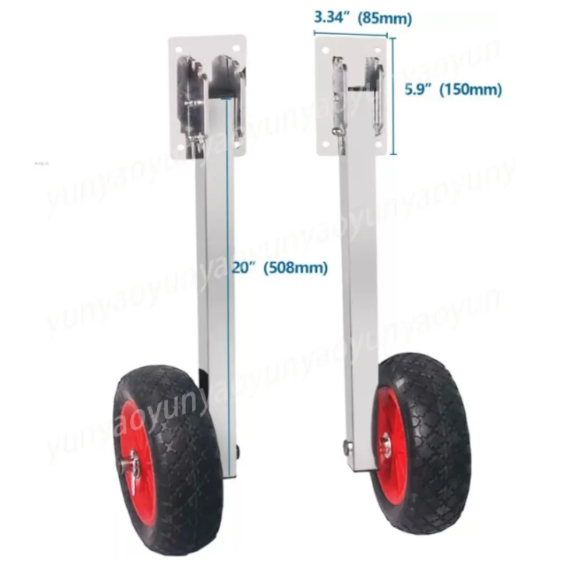 Aluminum Transom Wheel for Inflatable Boat, Folding Dinghy Trailer Wheel with Swivel Bracket for Kayak